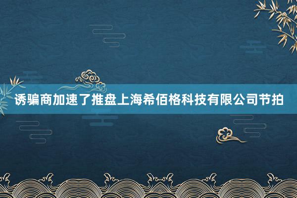 诱骗商加速了推盘上海希佰格科技有限公司节拍